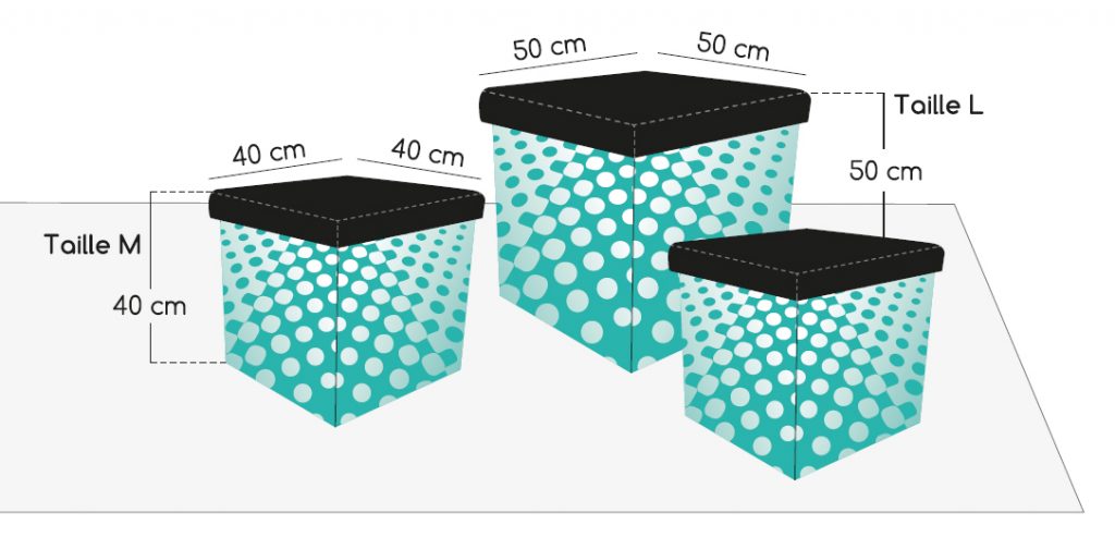 Flex cube-Puf pliable imprimé